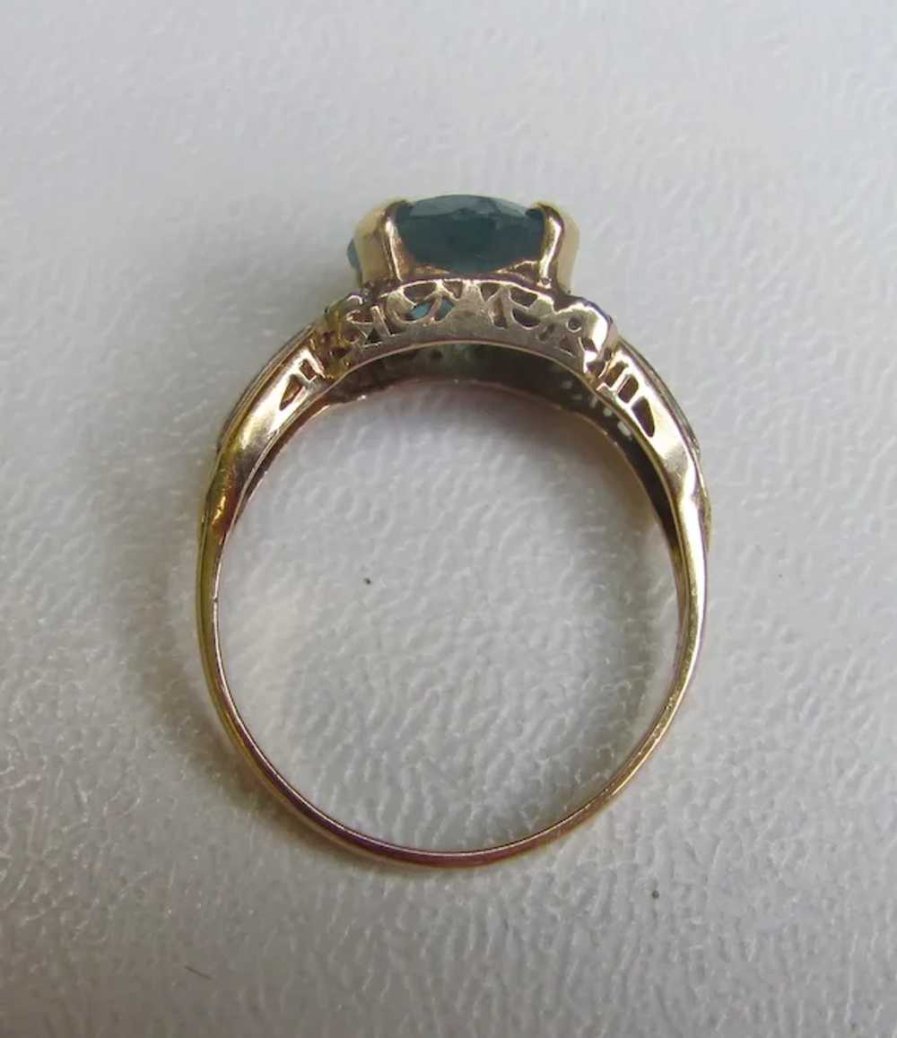 Vintage 14K Blue Zircon Ring 4.75cts. 1930's - image 4