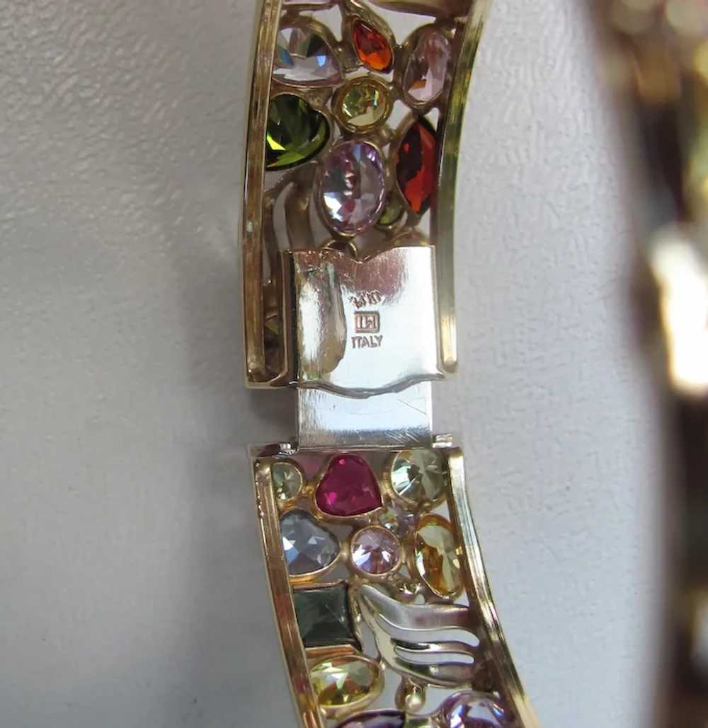 Vintage Italian Designer 14K Multi Gemstone Bangl… - image 7