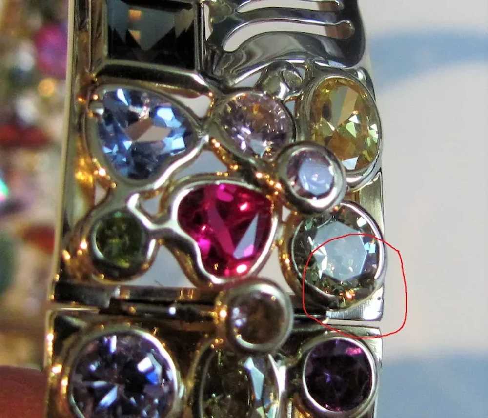 Vintage Italian Designer 14K Multi Gemstone Bangl… - image 8
