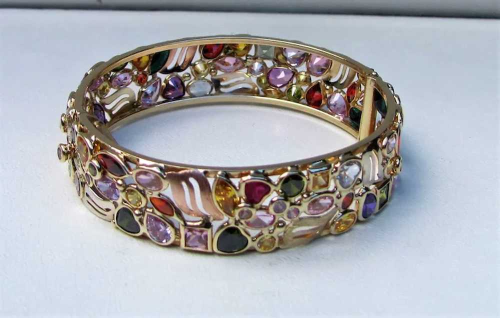 Vintage Italian Designer 14K Multi Gemstone Bangl… - image 9