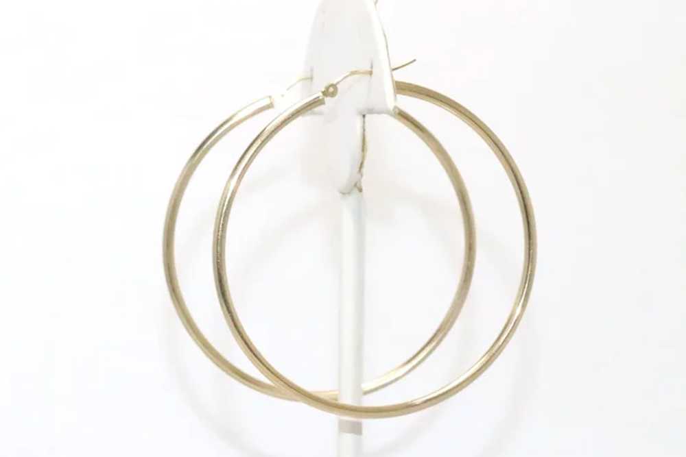 Vintage 14K Yellow Gold Puffy Hoop Earrings - image 2