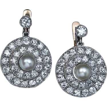 Antique Edwardian Pearl and Diamond Earrings