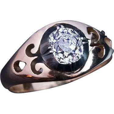 Antique 1.17 Ct Old Mine Cut Diamond Unisex Ring - image 1