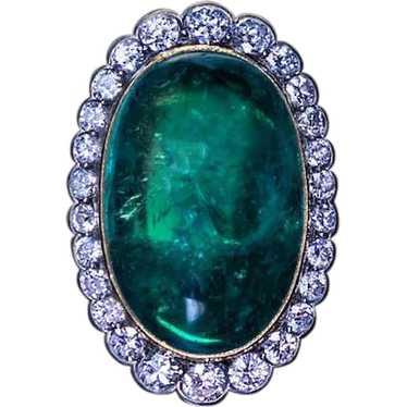 Vintage 15 Ct Colombian Emerald Diamond Ring