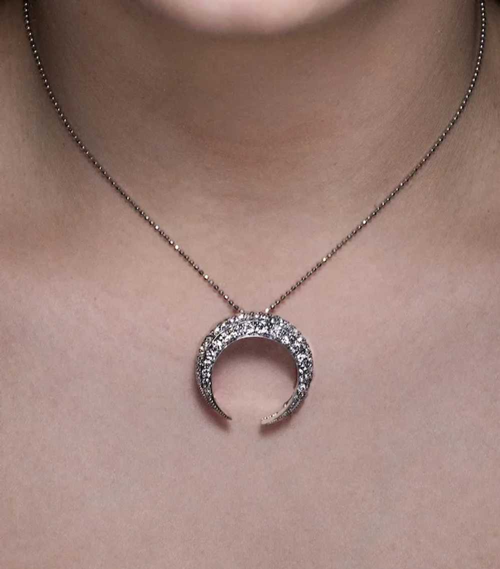 Antique Victorian Crescent Moon Diamond Pendant /… - image 3