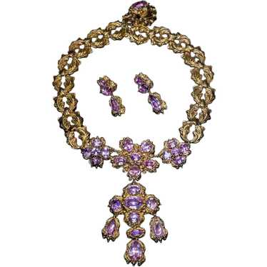 Antique Georgian Era Pink Topaz Gold Necklace and 