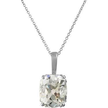 GIA 3.32ct Antique Old Mine Cushion Diamond Pendan