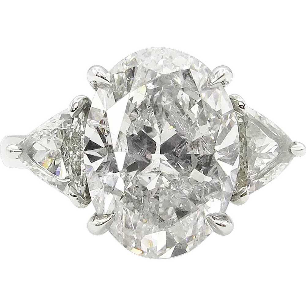 Vintage 5.66ct Oval Diamond 3 Stone Engagement Pl… - image 1