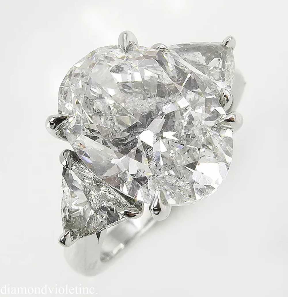 Vintage 5.66ct Oval Diamond 3 Stone Engagement Pl… - image 6