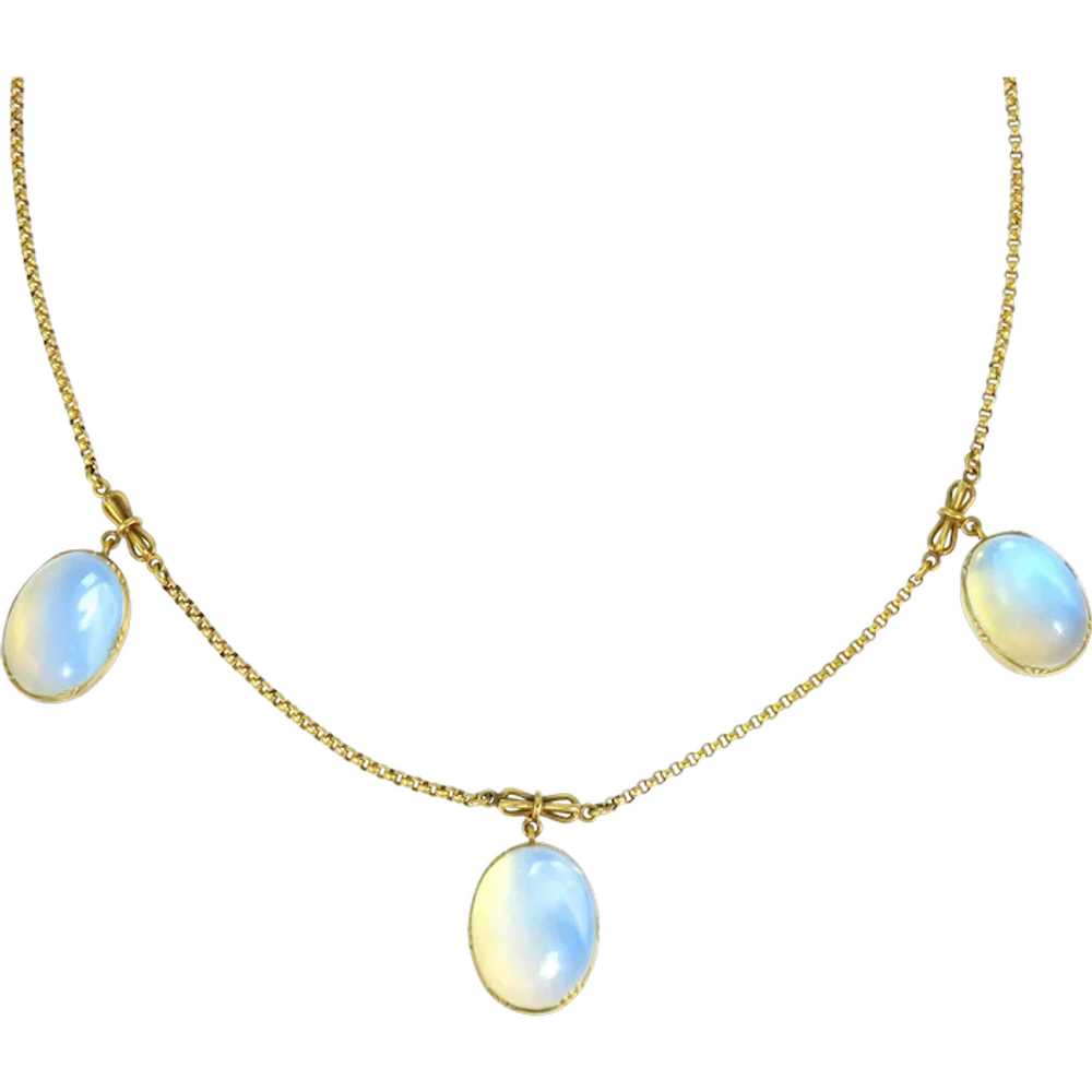 Opaline Cage Bow Chain 14k Gold Necklace - image 1