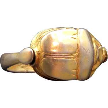 Antique Gold Over Silver Scarab Flip Ring