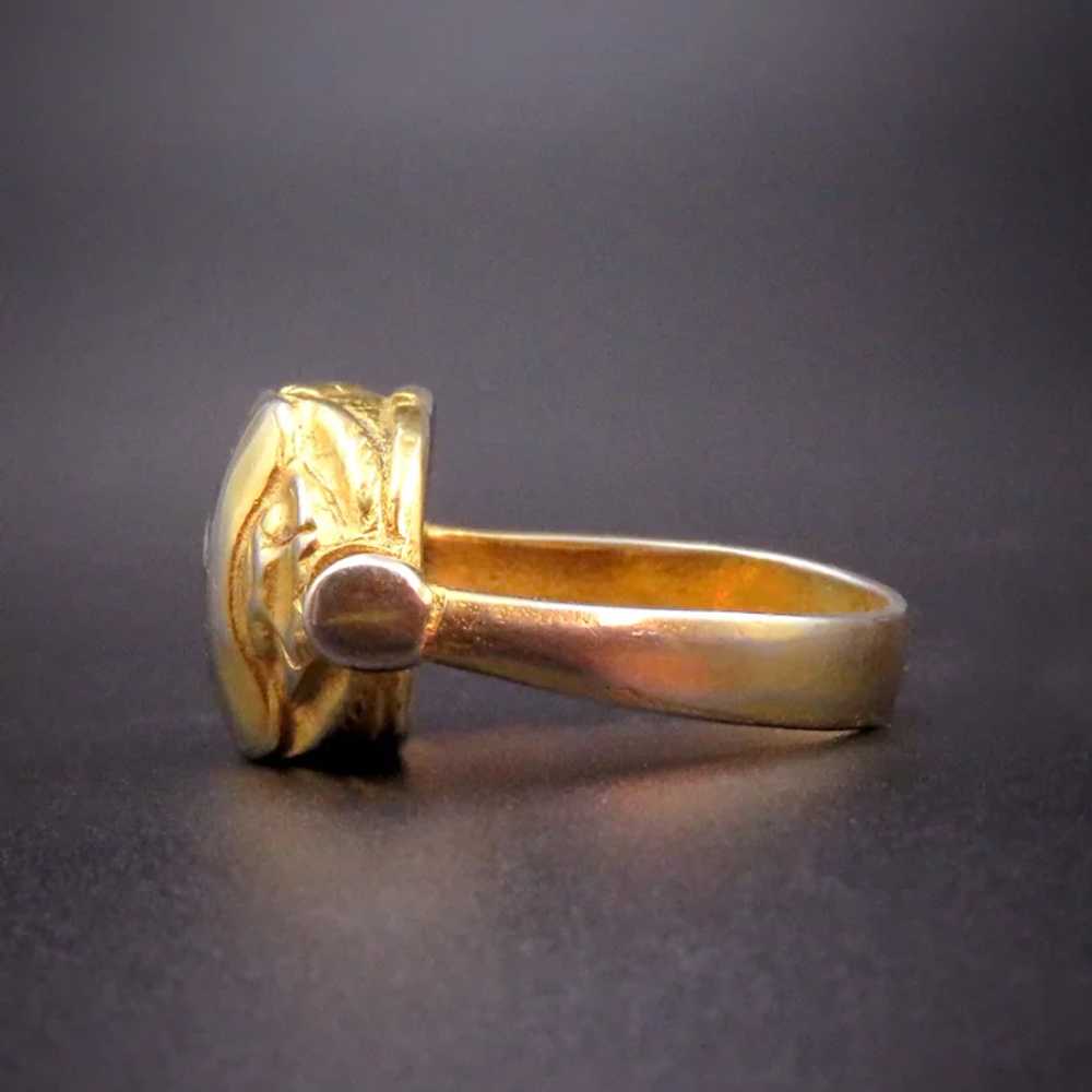 Antique Gold Over Silver Scarab Flip Ring - image 3