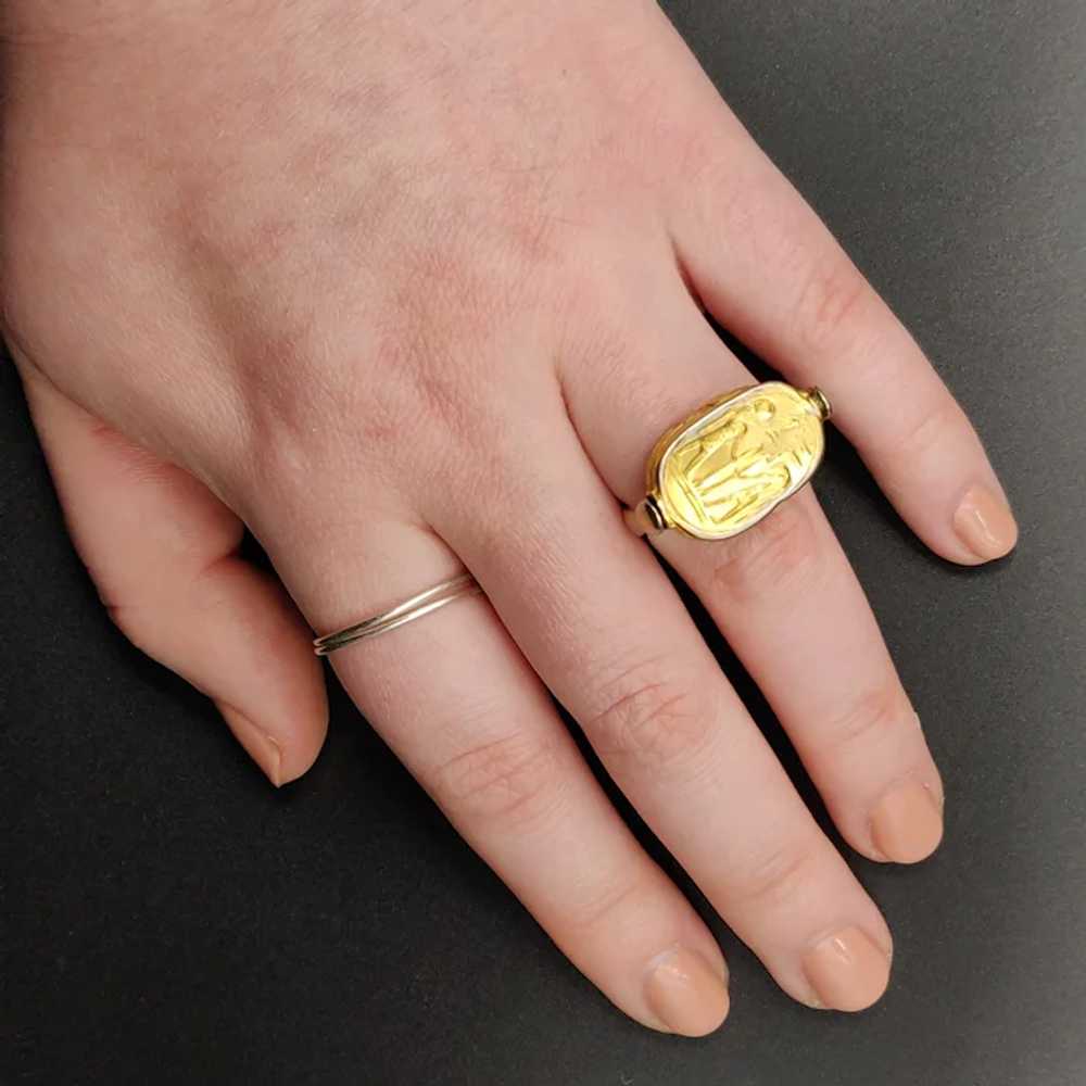 Antique Gold Over Silver Scarab Flip Ring - image 7