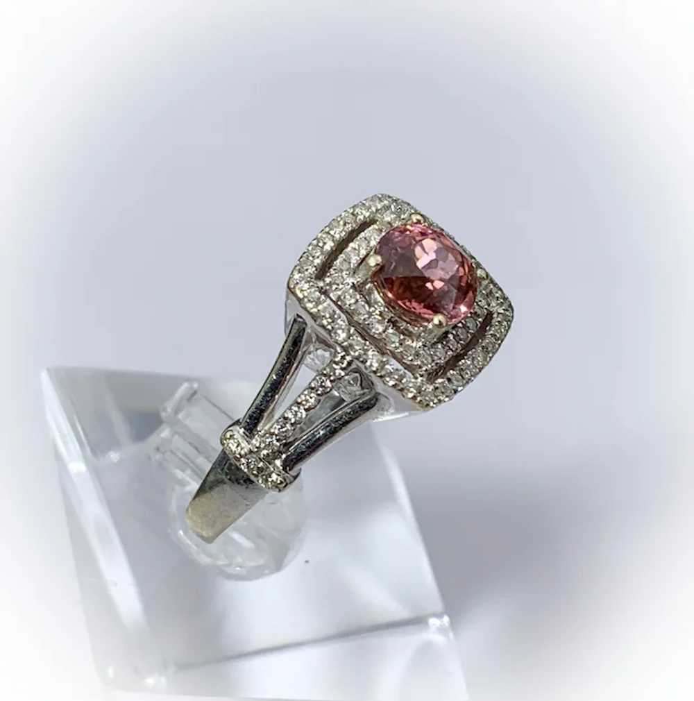 14k Padparadscha Pink Tourmaline & Diamond Ring - image 3