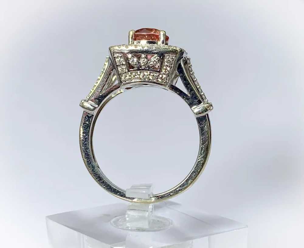 14k Padparadscha Pink Tourmaline & Diamond Ring - image 4
