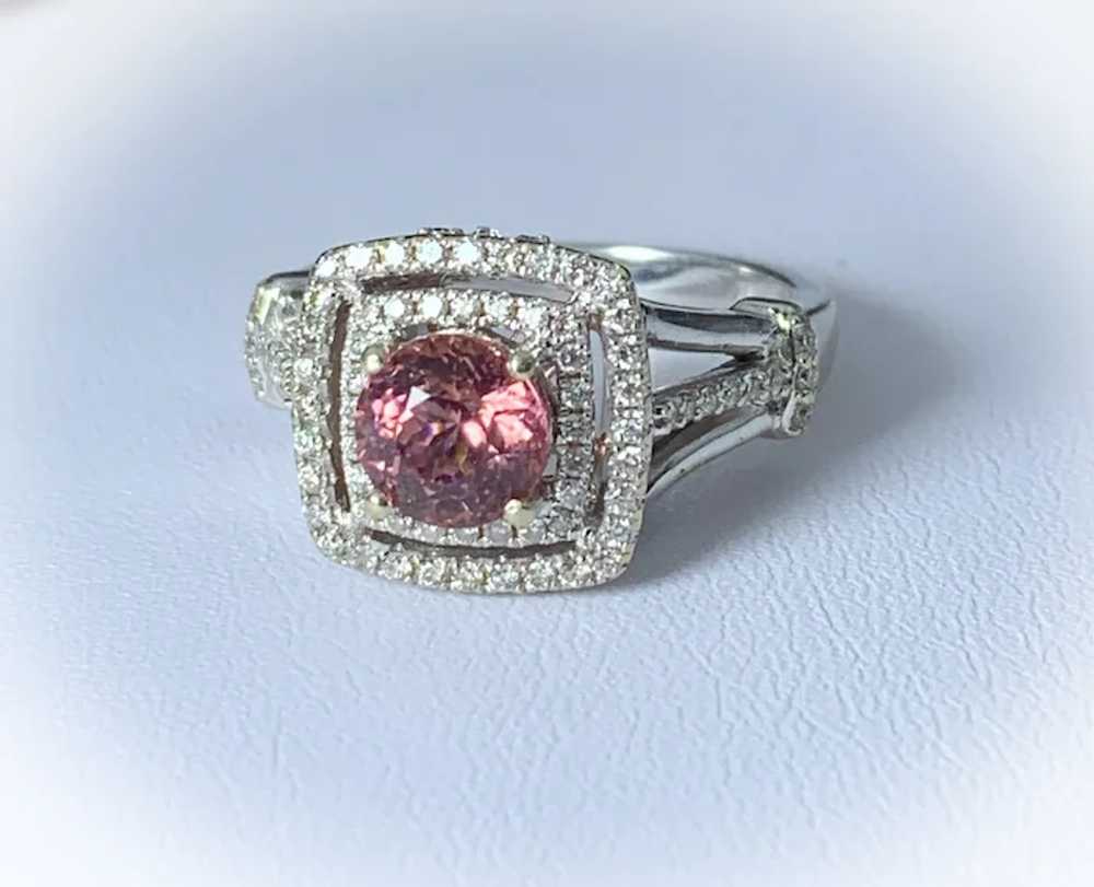 14k Padparadscha Pink Tourmaline & Diamond Ring - image 5