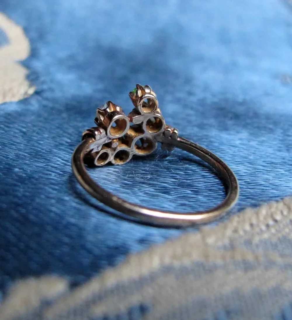 Antique Demantoid & Diamond Ring in 14k Gold - image 9