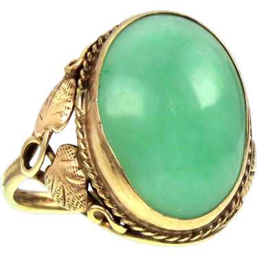 Antique Arts & Crafts 14k & Jade Ring