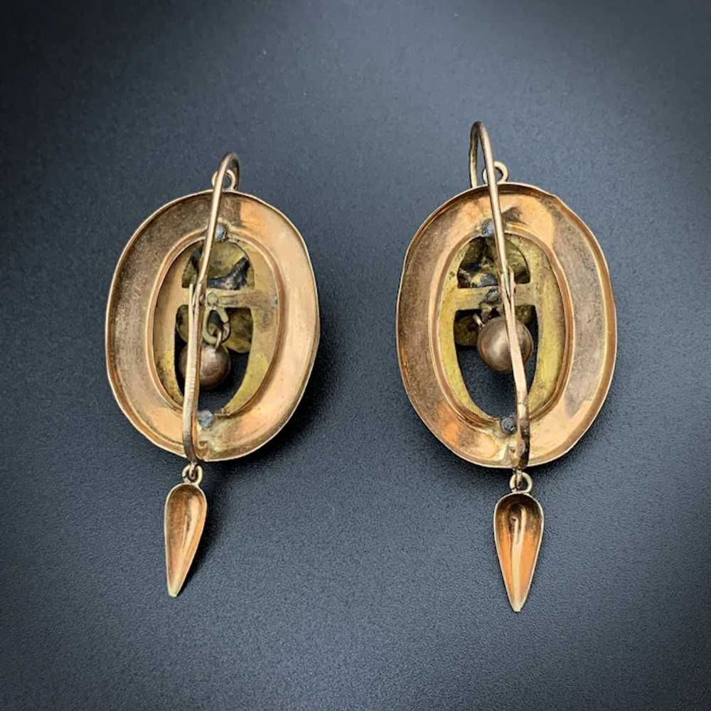 Victorian 14K & Garnet Earrings - image 4