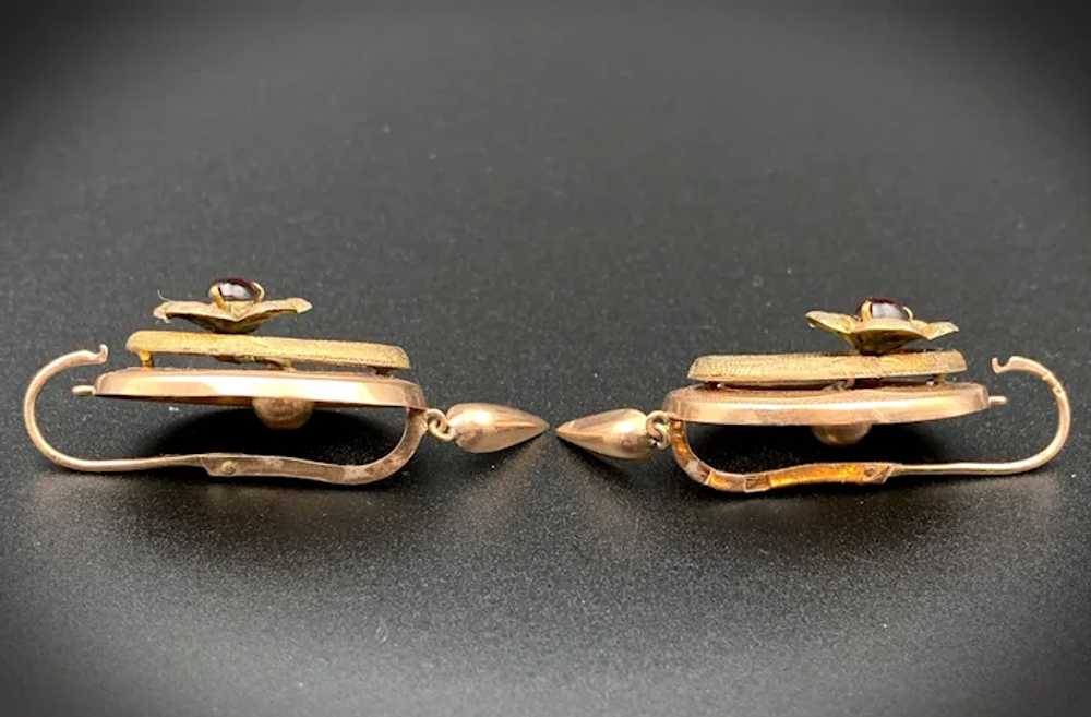Victorian 14K & Garnet Earrings - image 5