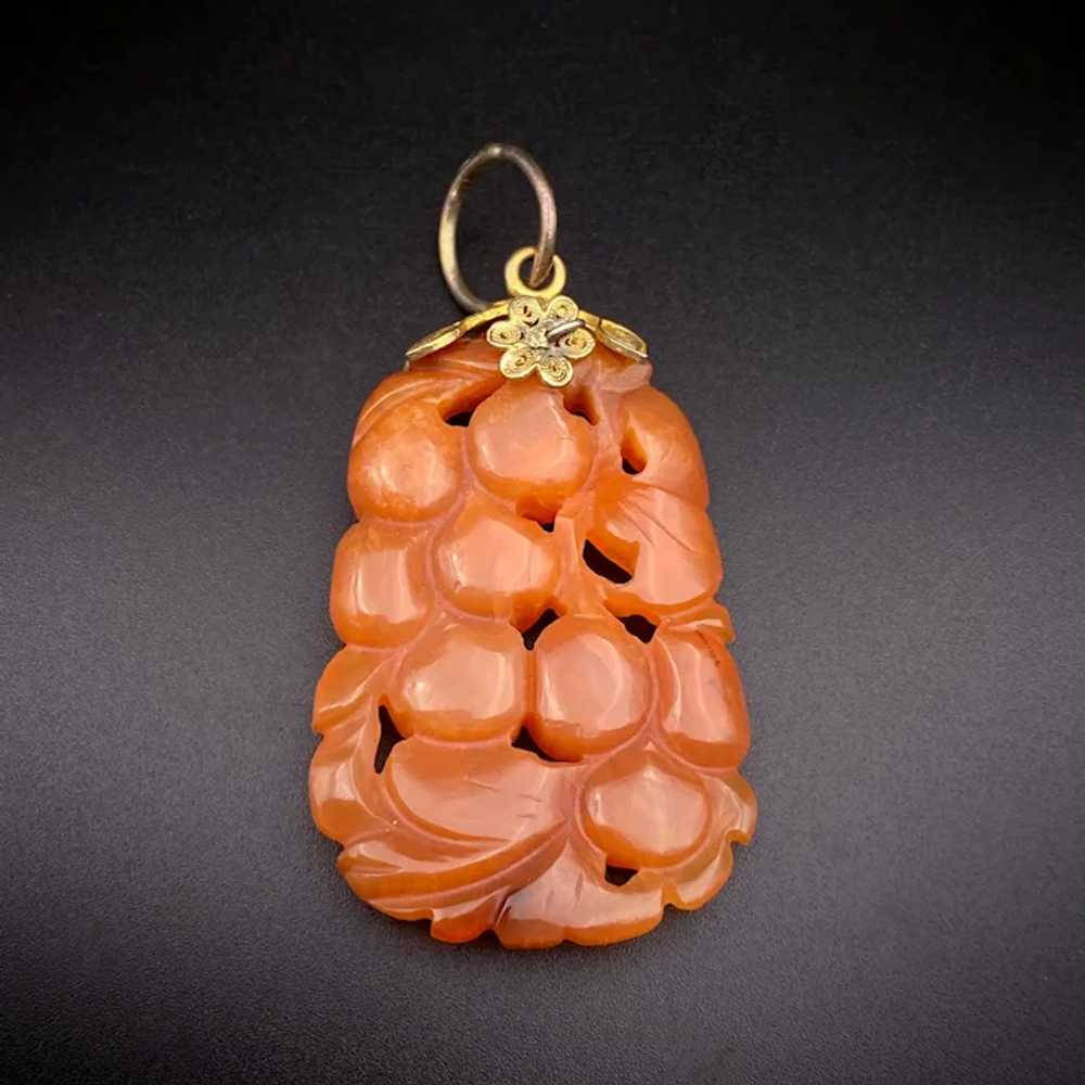 Vintage Orange Jadeite Pendant - image 6