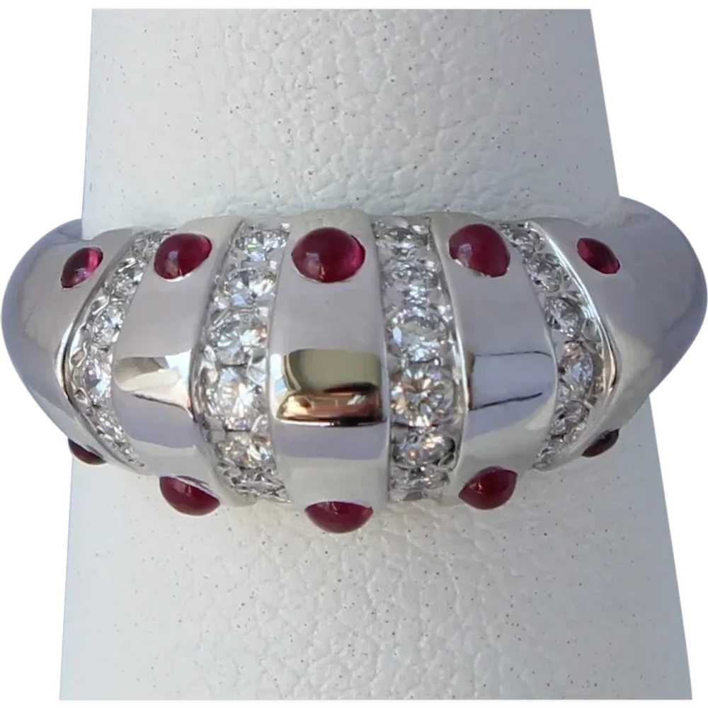Vintage Christian Dior Platinum Ruby Diamond Ring - image 1