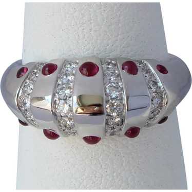 Vintage Christian Dior Platinum Ruby Diamond Ring - image 1