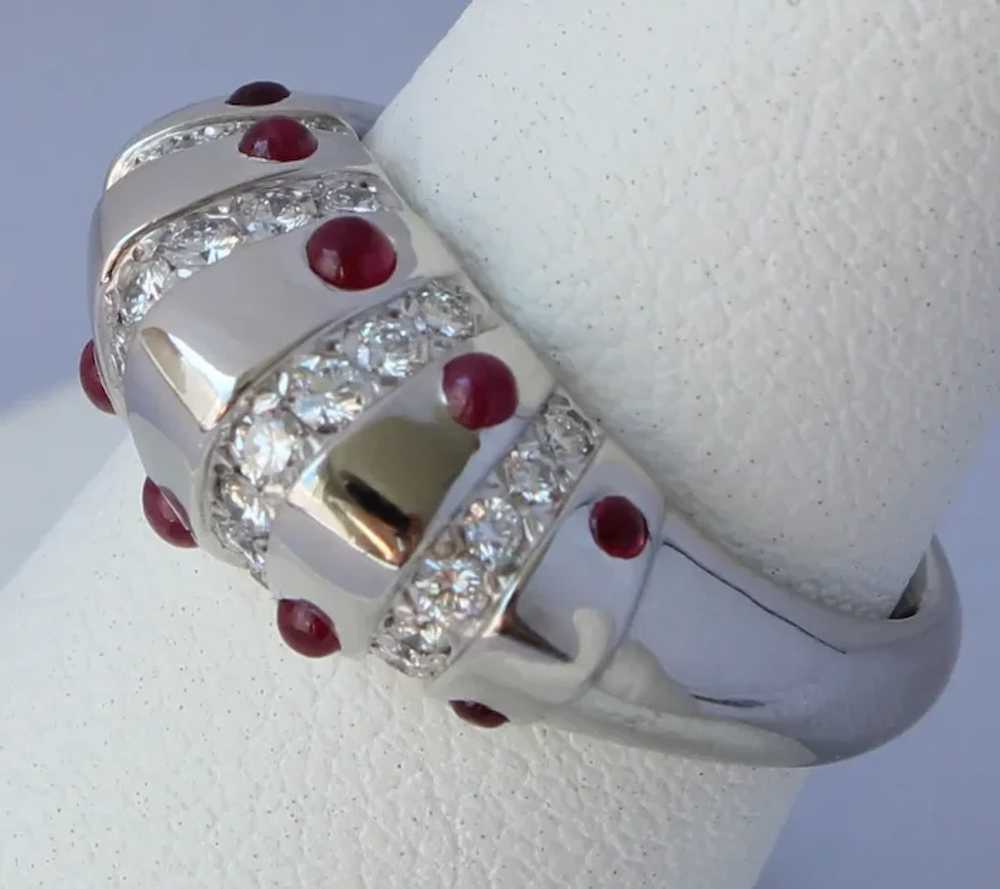 Vintage Christian Dior Platinum Ruby Diamond Ring - image 2