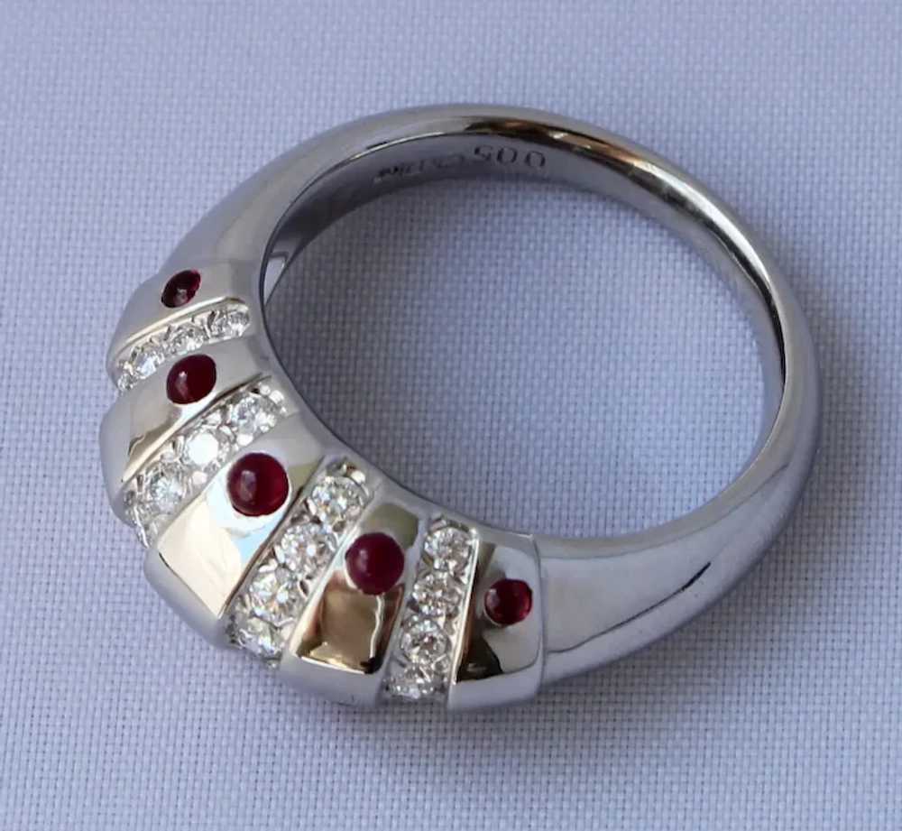 Vintage Christian Dior Platinum Ruby Diamond Ring - image 3