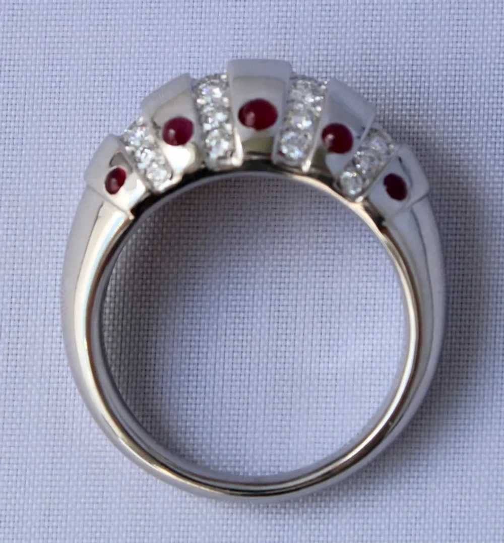 Vintage Christian Dior Platinum Ruby Diamond Ring - image 4