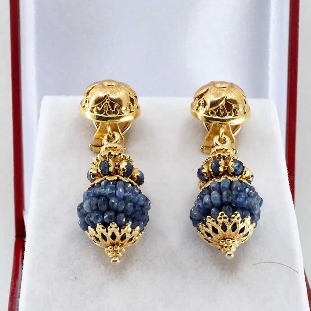 RESERVED 18K solid gold Etruscan revival drop ear… - image 2