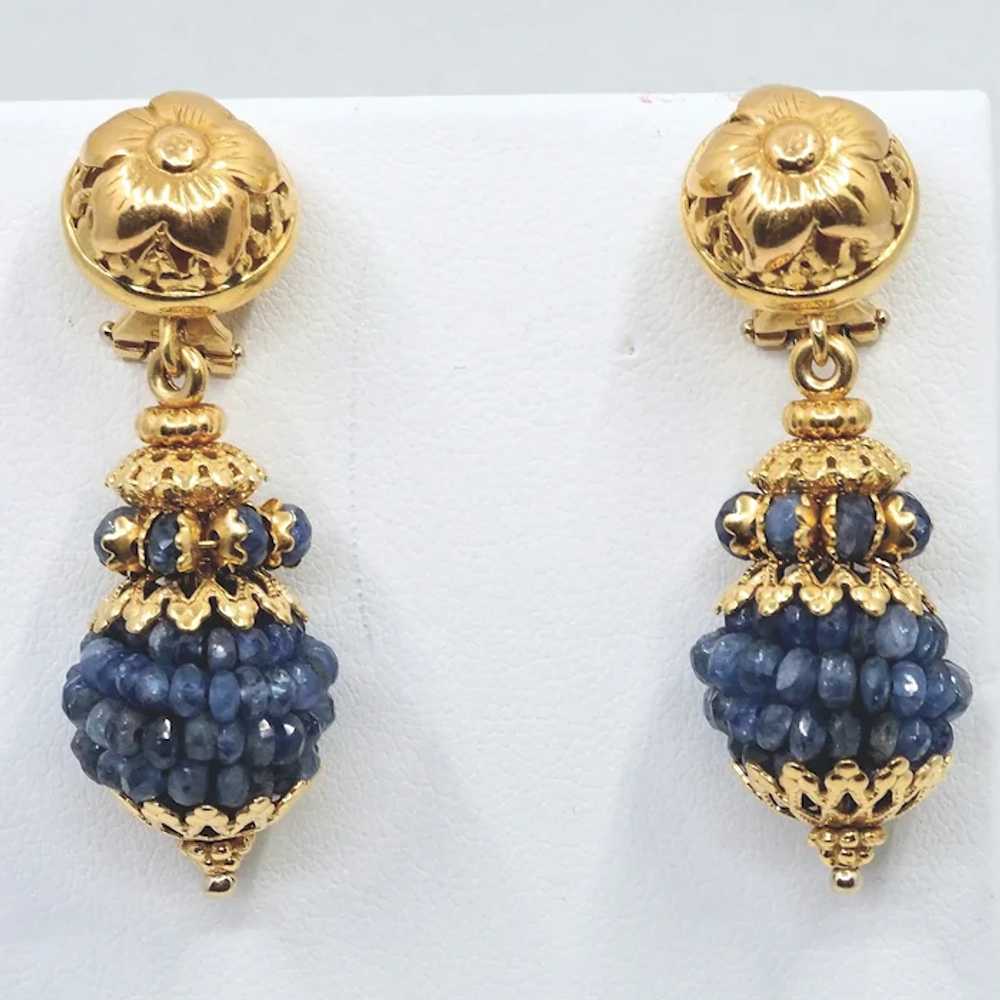 RESERVED 18K solid gold Etruscan revival drop ear… - image 4