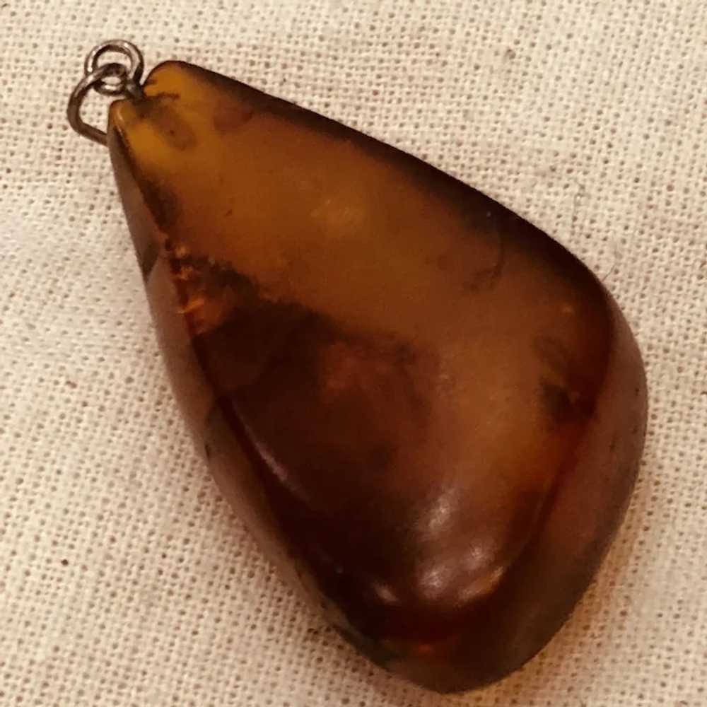Vintage Hand Carved Natural Amber Pendant - image 3