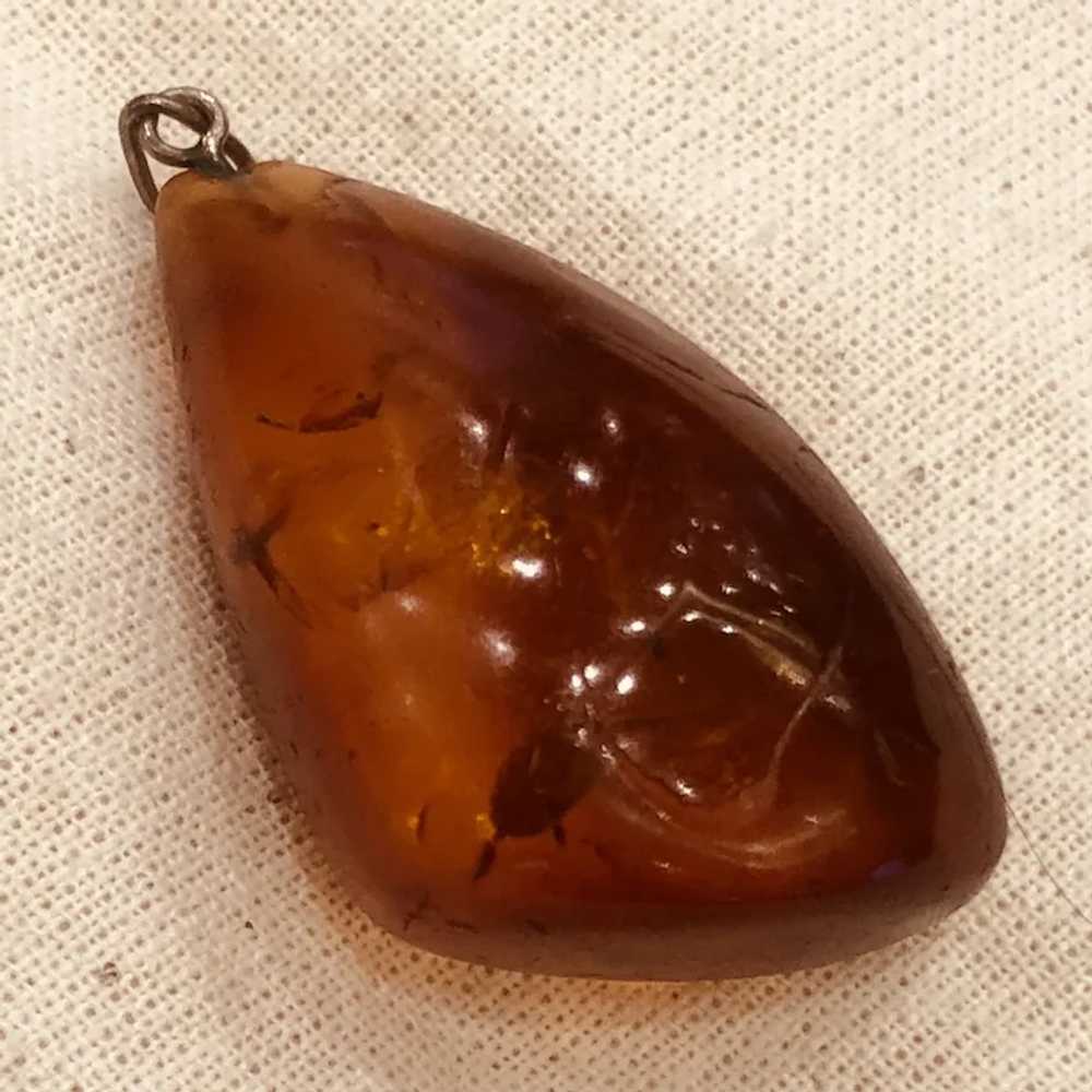 Vintage Hand Carved Natural Amber Pendant - image 4