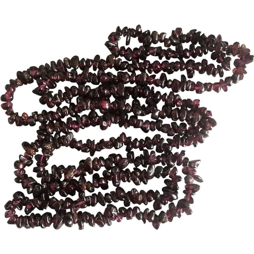 Vintage Natural Garnet Stone Chips Beaded Endless… - image 1