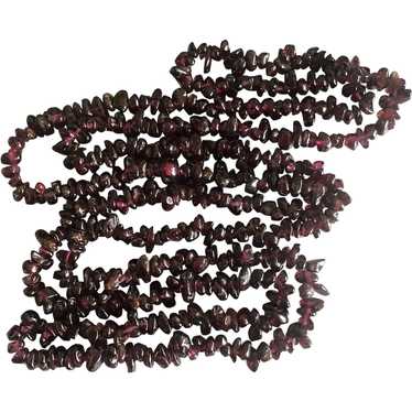 Vintage Natural Garnet Stone Chips Beaded Endless… - image 1