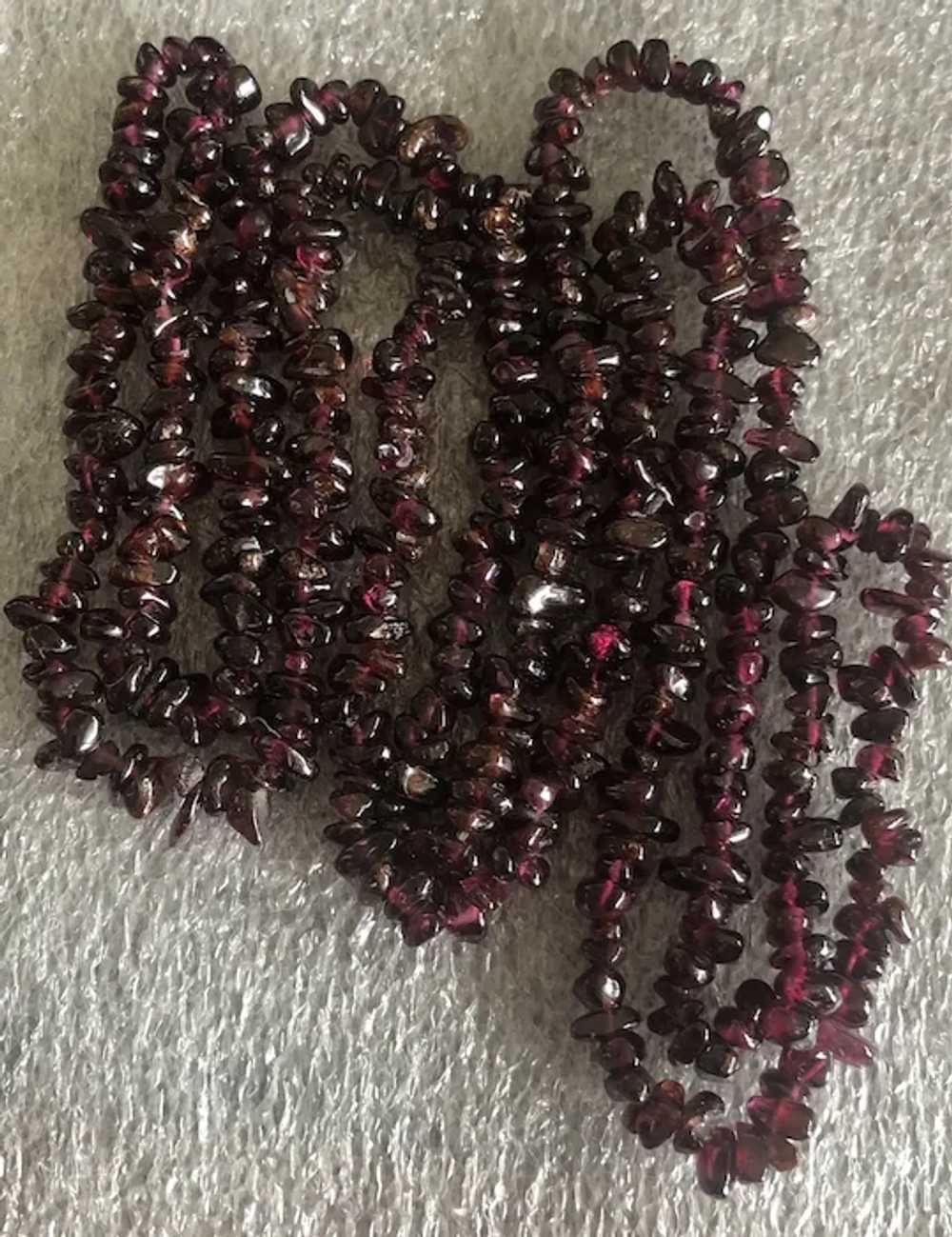 Vintage Natural Garnet Stone Chips Beaded Endless… - image 2