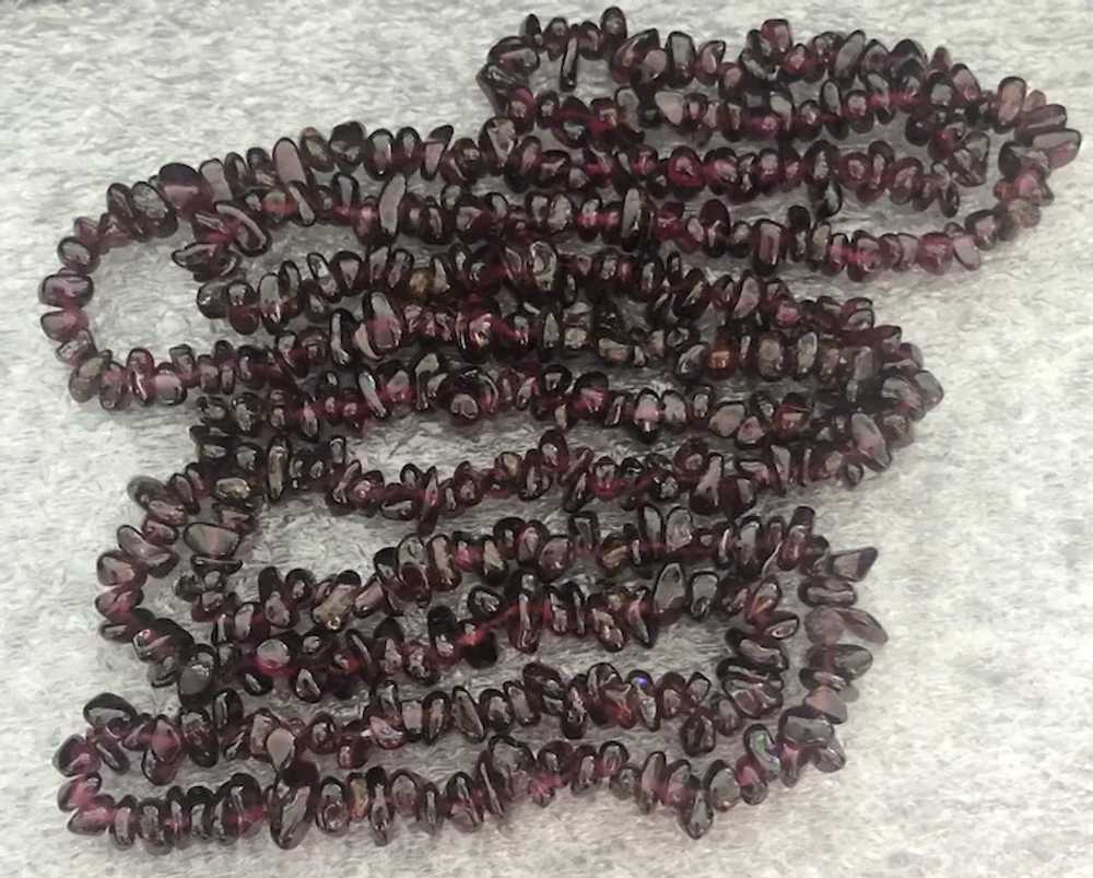 Vintage Natural Garnet Stone Chips Beaded Endless… - image 3