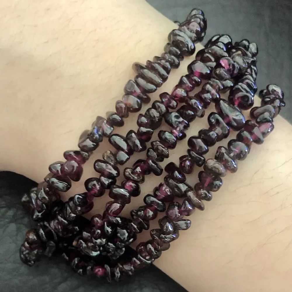 Vintage Natural Garnet Stone Chips Beaded Endless… - image 5