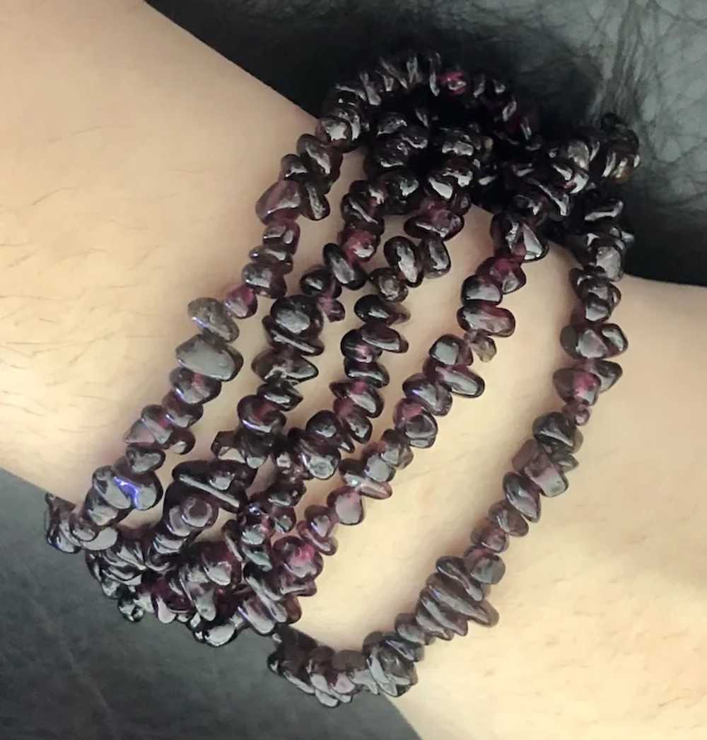 Vintage Natural Garnet Stone Chips Beaded Endless… - image 6