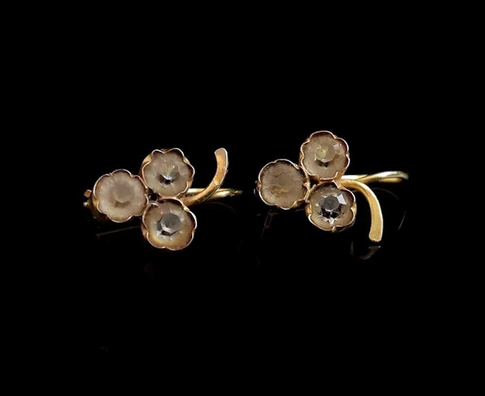Antique Victorian 18k gold Grapes earrings, Paste - image 11