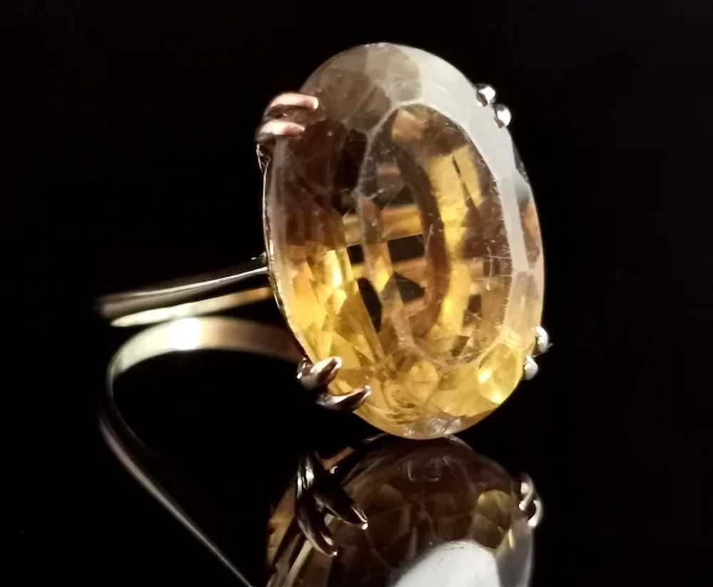 Vintage 9k gold Citrine cocktail ring - image 10