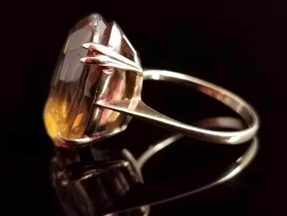 Vintage 9k gold Citrine cocktail ring - image 6