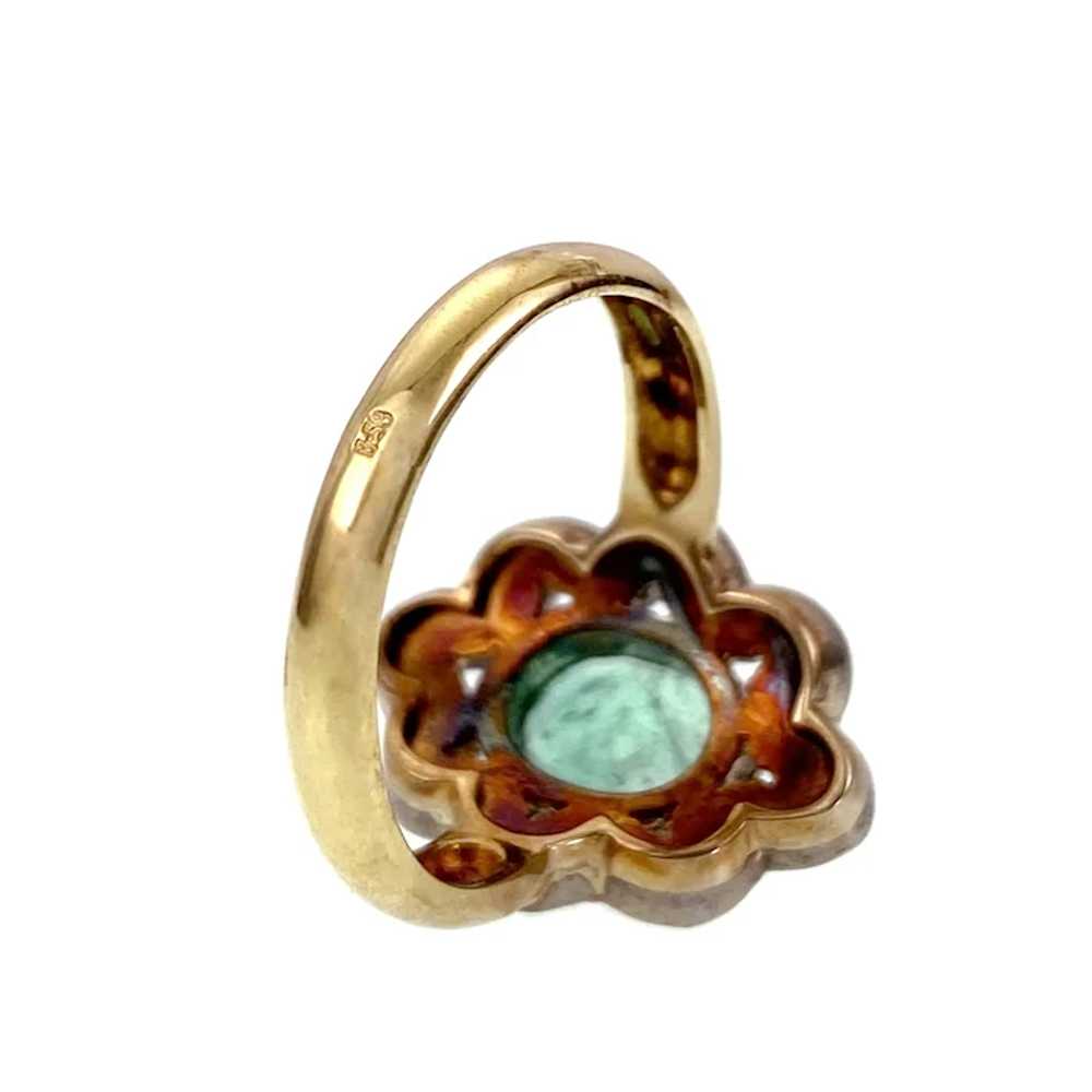 18K, Silver, Emerald & Rose-Cut Diamond ring - image 5