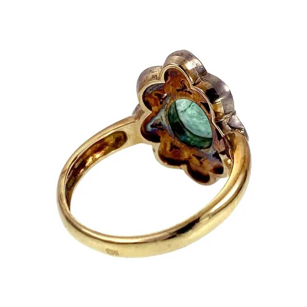 18K, Silver, Emerald & Rose-Cut Diamond ring - image 6