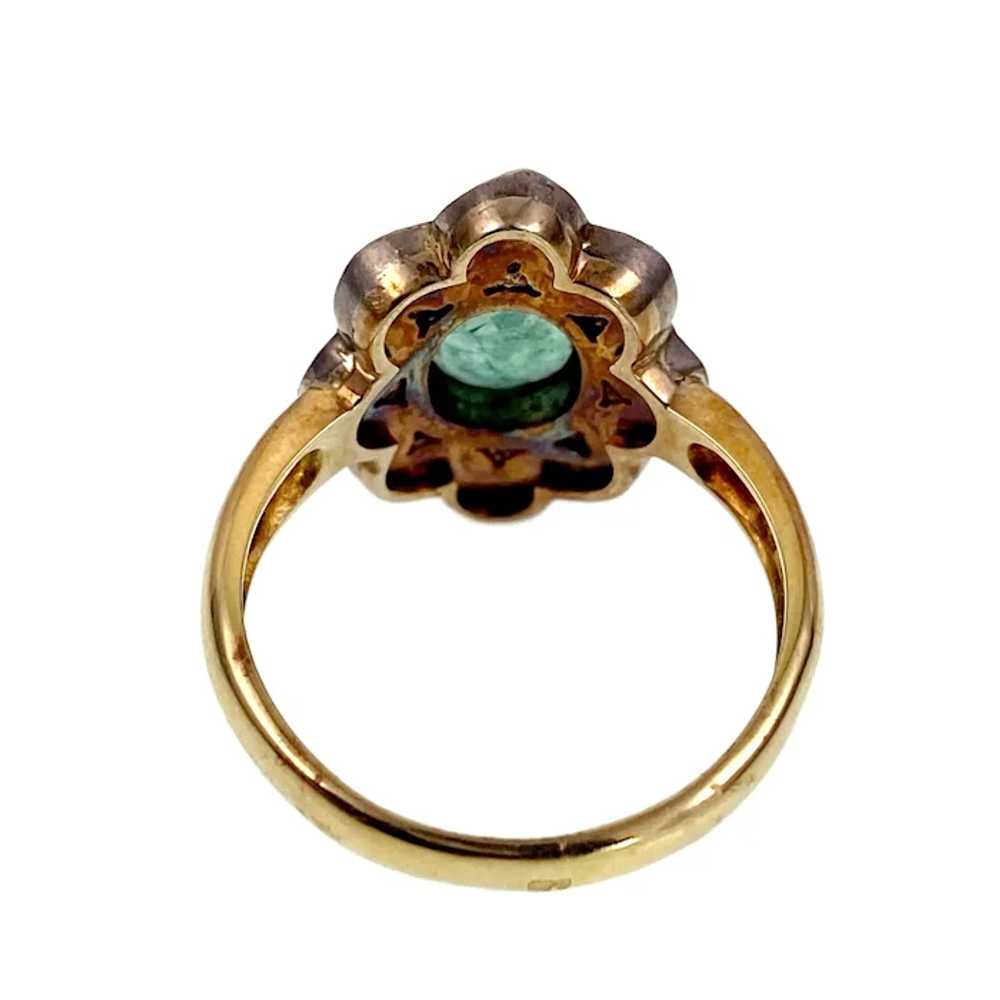 18K, Silver, Emerald & Rose-Cut Diamond ring - image 7