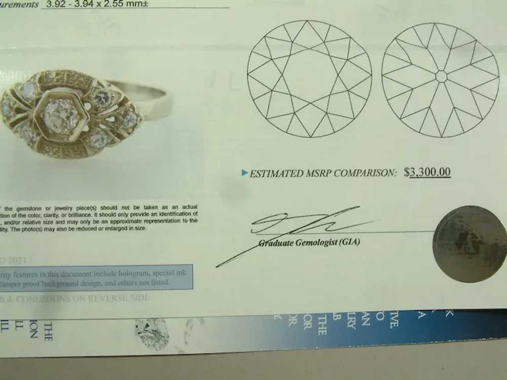 Art Deco 14K White Gold & Diamond Ring - image 11