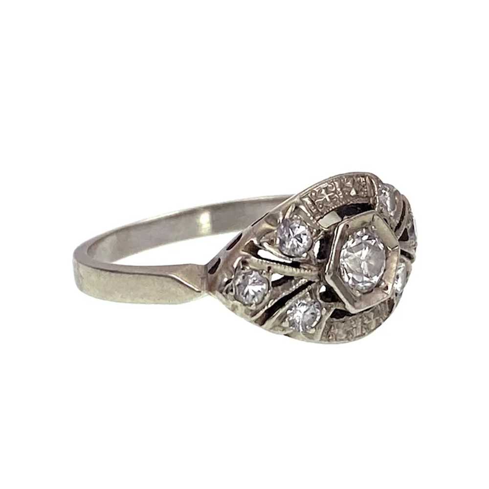 Art Deco 14K White Gold & Diamond Ring - image 2