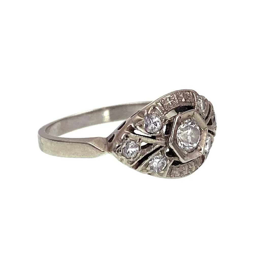 Art Deco 14K White Gold & Diamond Ring - image 2