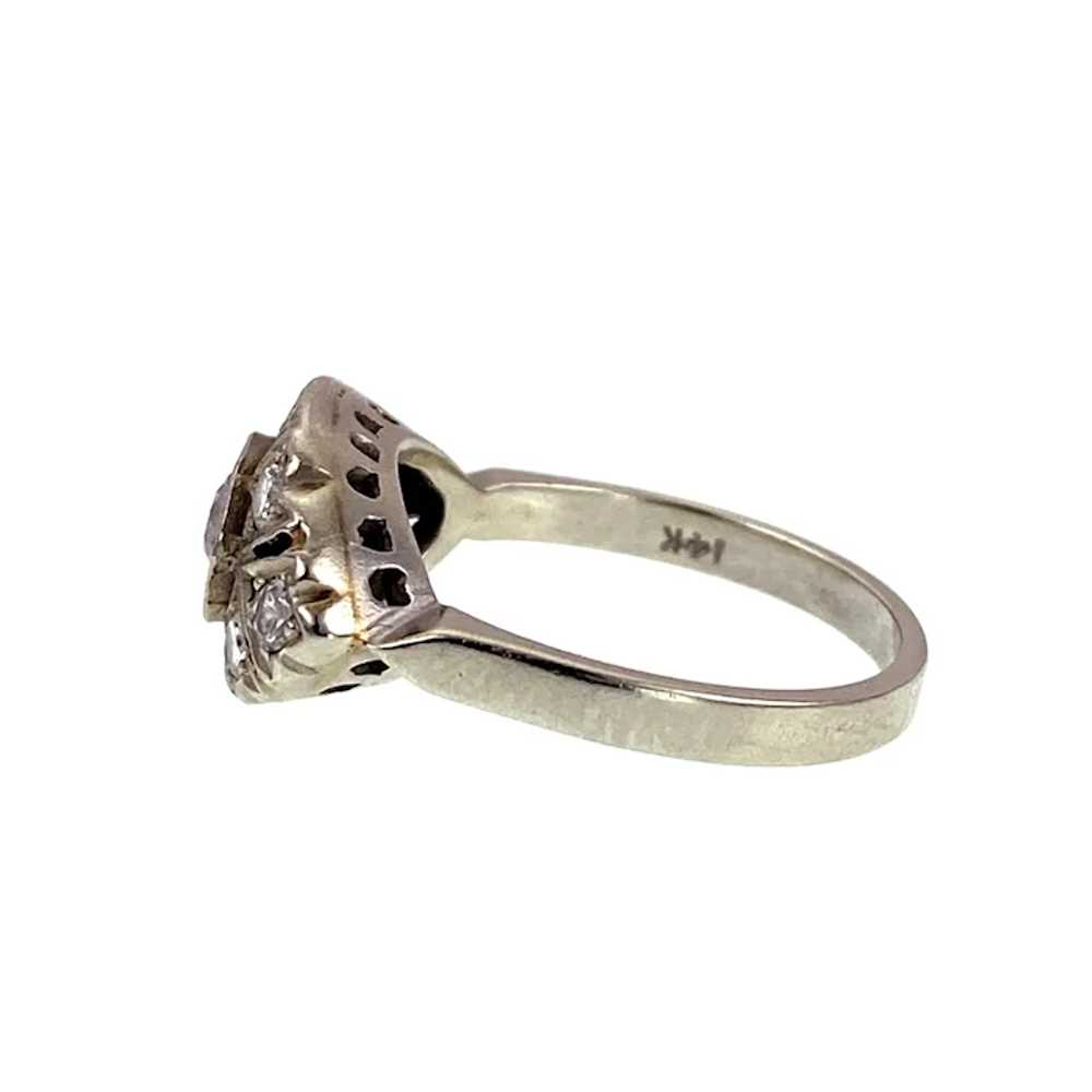 Art Deco 14K White Gold & Diamond Ring - image 4